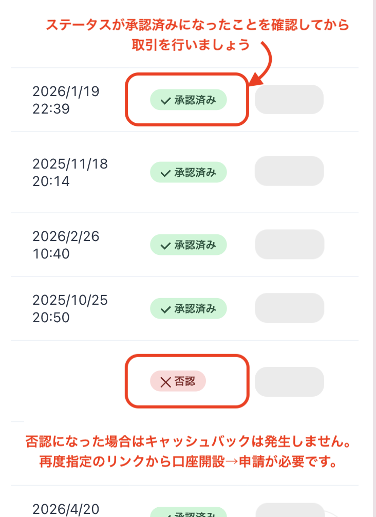 INFINOX キャッシュバック申請 承認済みを確認