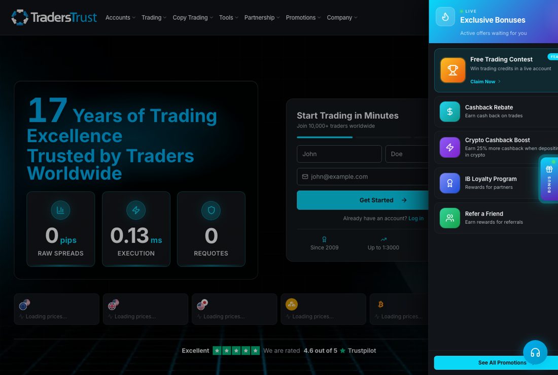 TradersTrust（traders-trust.com）公式サイト（2026年6月時点）